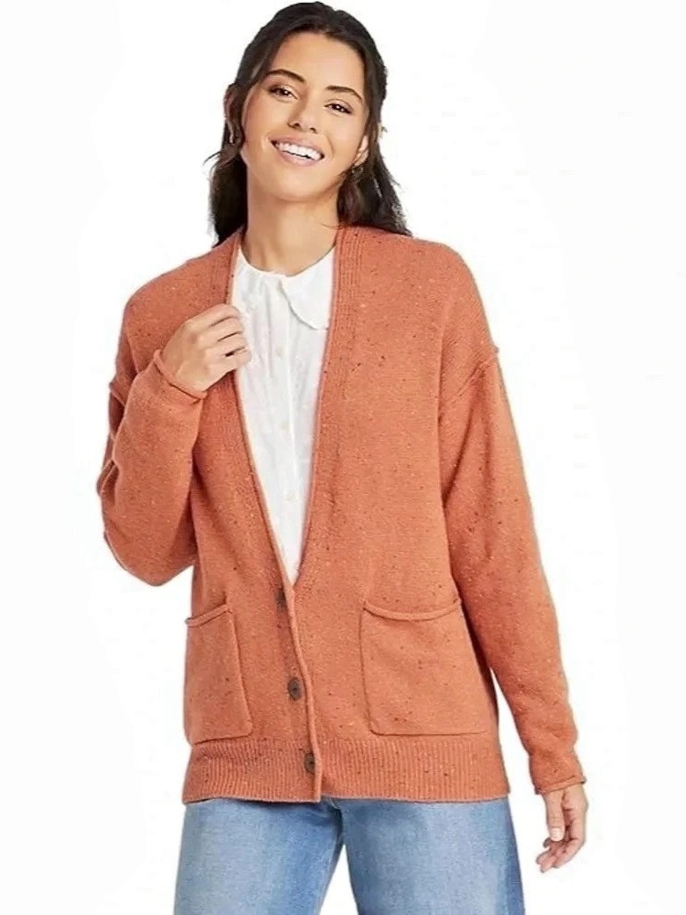 Universal Thread Open Front Cardigan Orange XL